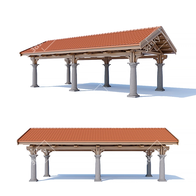 Elegant Hellenistic Carport 3D model image 1