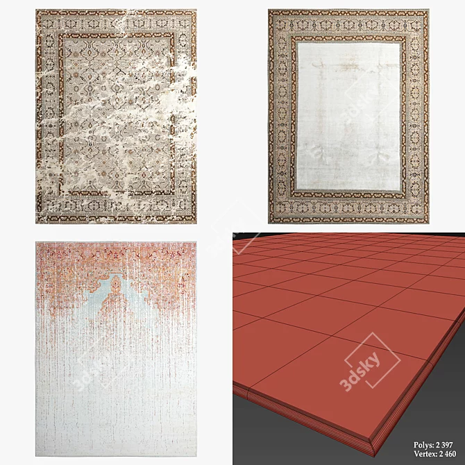 Erased Heritage Rugs: Tabriz Fashion & Lexington 3D model image 2