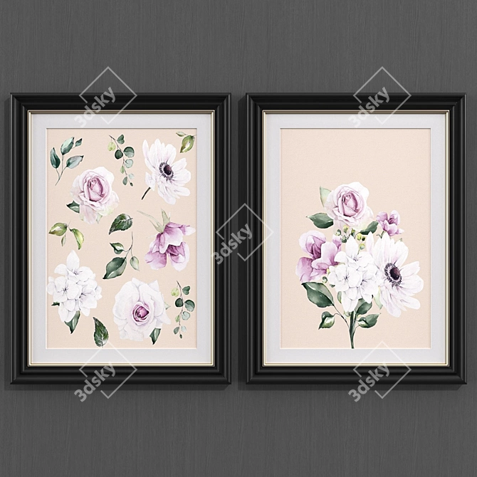 Modern Floral Art Set 3D model image 1