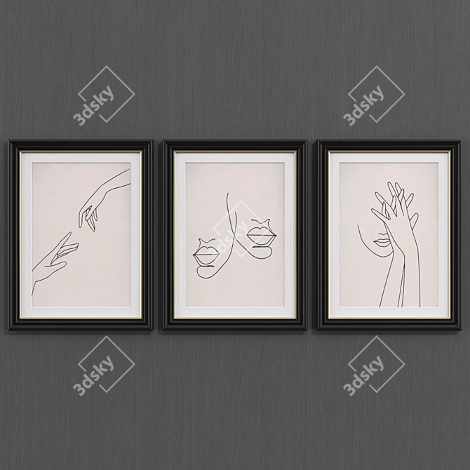 Contemporary Line Art Collection 3D model image 1