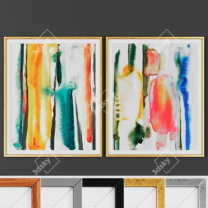 Title: Modern 2-Piece Picture Frame Set 3D model image 1