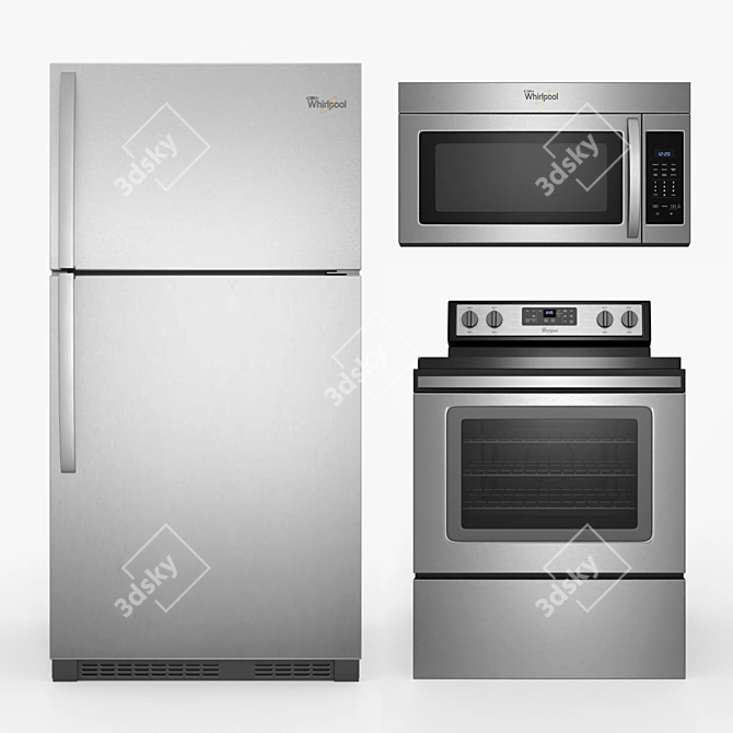 Whirlpool Kitchen Appliance Set 3D model image 1