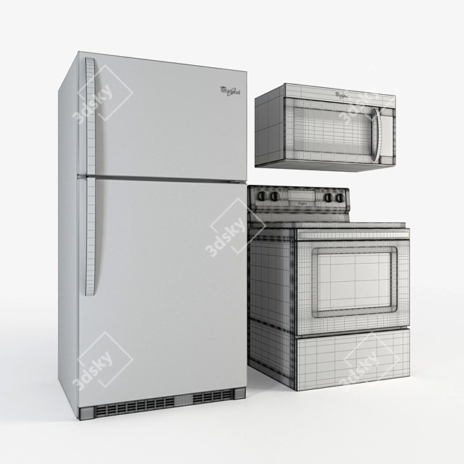 Whirlpool Kitchen Appliance Set 3D model image 3