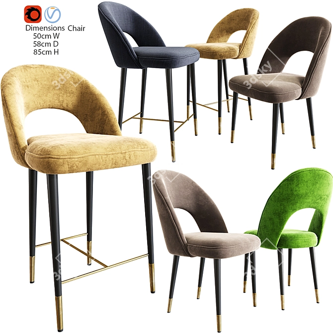 Sleek Bar & Dining Chair 3D model image 1