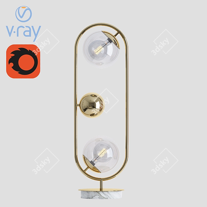 Sleek Circle Light Sculpture 3D model image 1