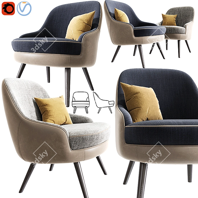 Walter Knoll Armchair: Stylish Comfort for Your Home 3D model image 1