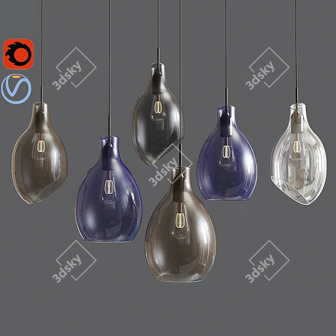 Sleek Glass Pendant - Contemporary Lighting 3D model image 1