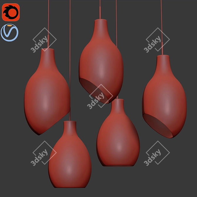 Sleek Glass Pendant - Contemporary Lighting 3D model image 2