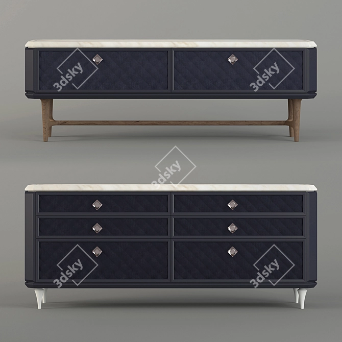 Italian Sideboards with Crystal Leg Accents 3D model image 2