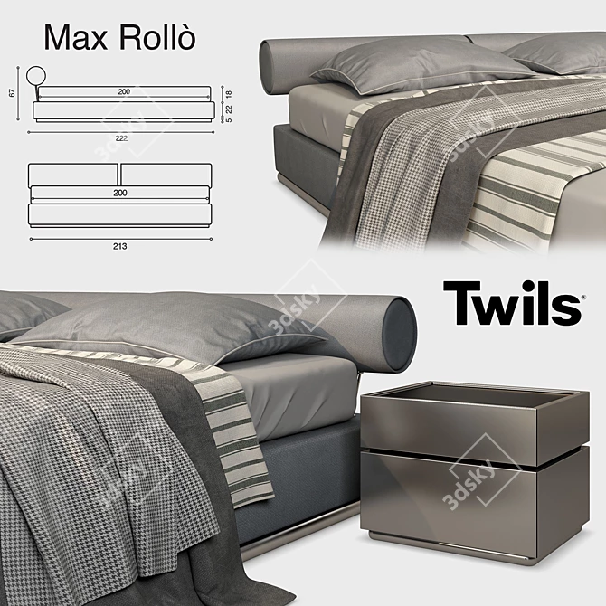 Twils Max Rollò: Sleek and Stylish Bed 3D model image 2