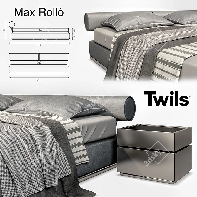 Twils Max Rollò: Sleek and Stylish Bed 3D model image 5