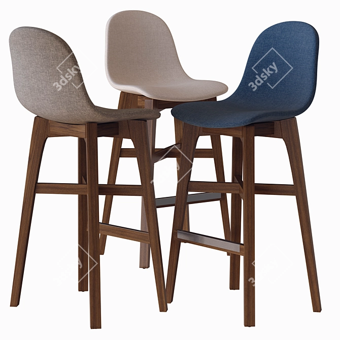 Sleek Gotham Stool Set 3D model image 1