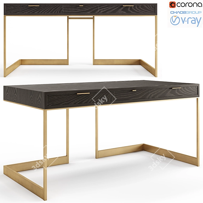 Modern Wshbone Drawer Desk 3D model image 1