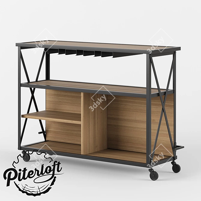 Industrial Bar Table: Handcrafted Wood and Metal 3D model image 1