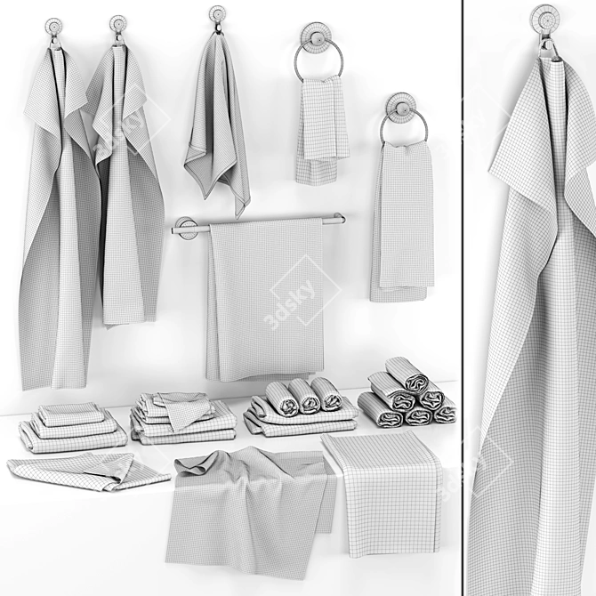 Multi-Color Towel Set: 9 Vibrant Shades 3D model image 3