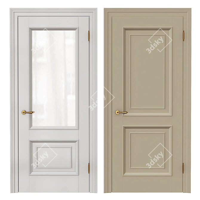 Elegant Heritage Interior Doors 3D model image 1