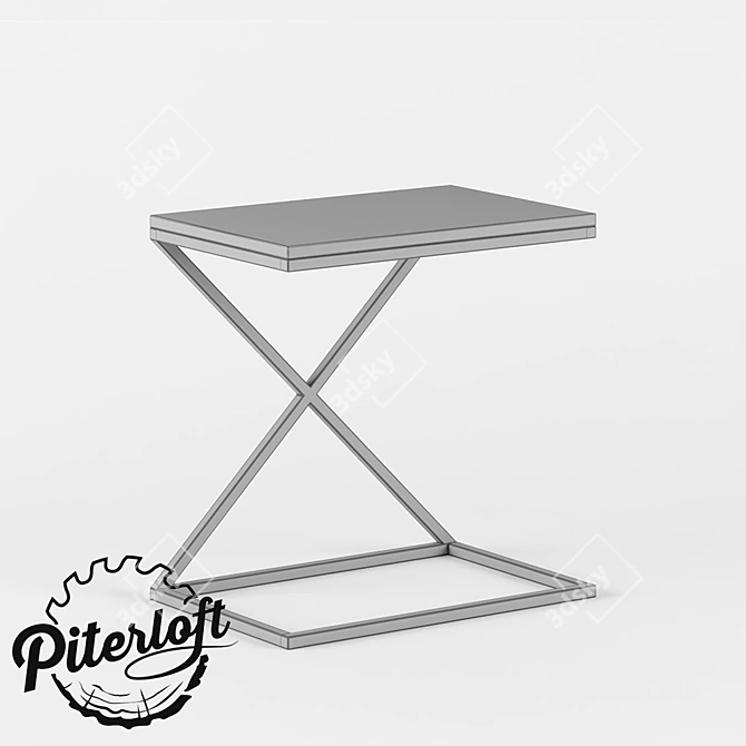 Rustic Metal and Wood Table 3D model image 2