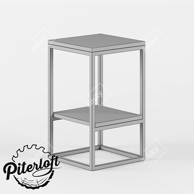 Minimalist Wooden and Metal Side Table 3D model image 2