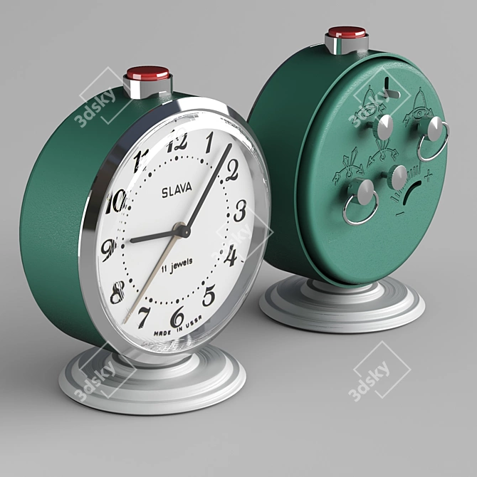 Retro SLAVA Alarm Clock 3D model image 1