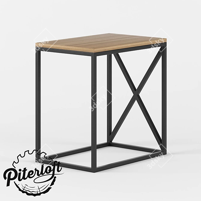 Industrial Wood and Metal Coffee Table 3D model image 1