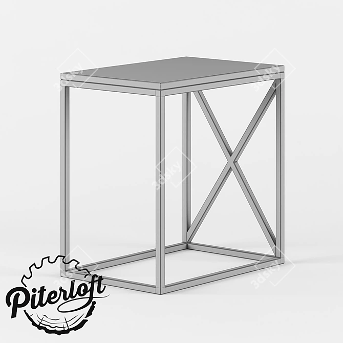 Industrial Wood and Metal Coffee Table 3D model image 2