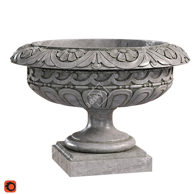 Elegant Longwood Rosette Urn 3D model image 2