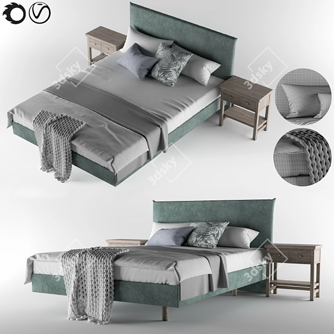 Velvet Bed Set 3D model image 1
