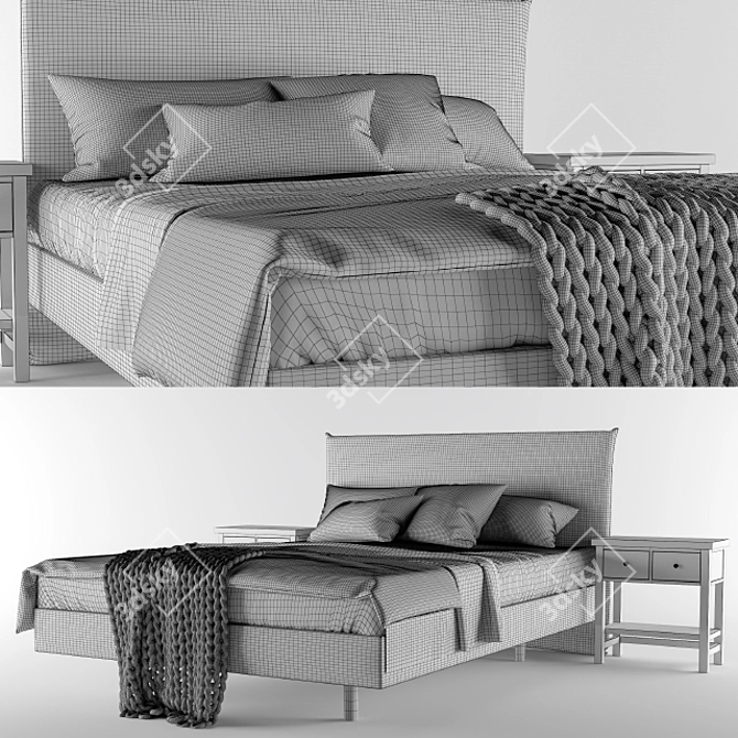 Velvet Bed Set 3D model image 2