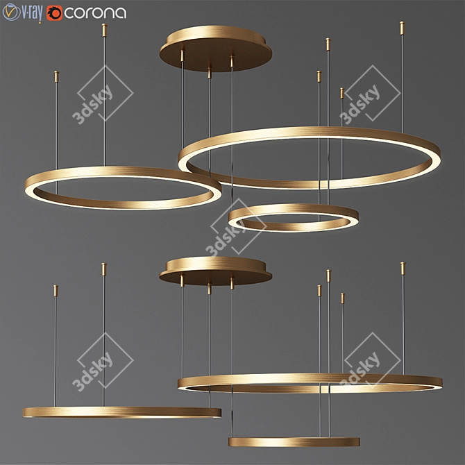 Art Deco LED Ring Chandelier 3D model image 1