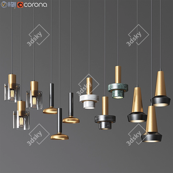 Modern Ceiling Lighting Collection - 4 Unique Types 3D model image 1