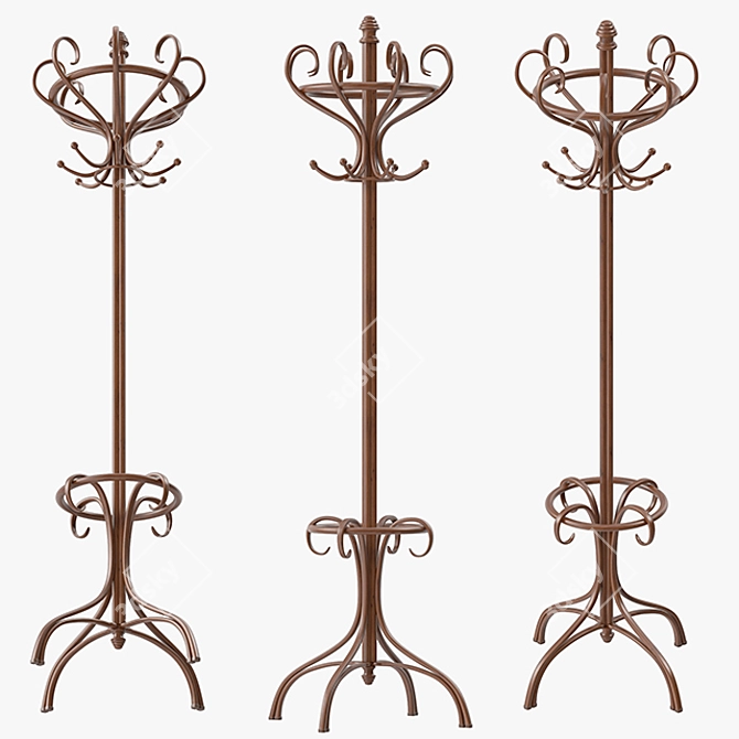 Elegant Bentwood Hat & Coat Stand 3D model image 2