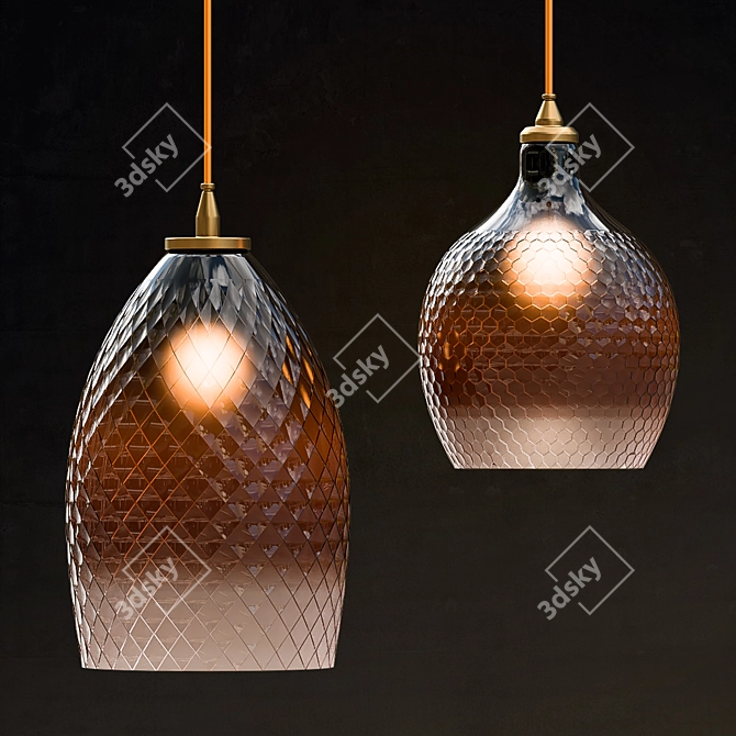 Ombre Round Hanging Lamp 3D model image 1