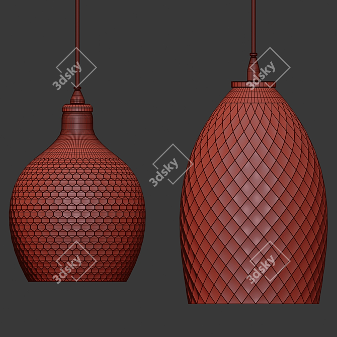 Ombre Round Hanging Lamp 3D model image 2