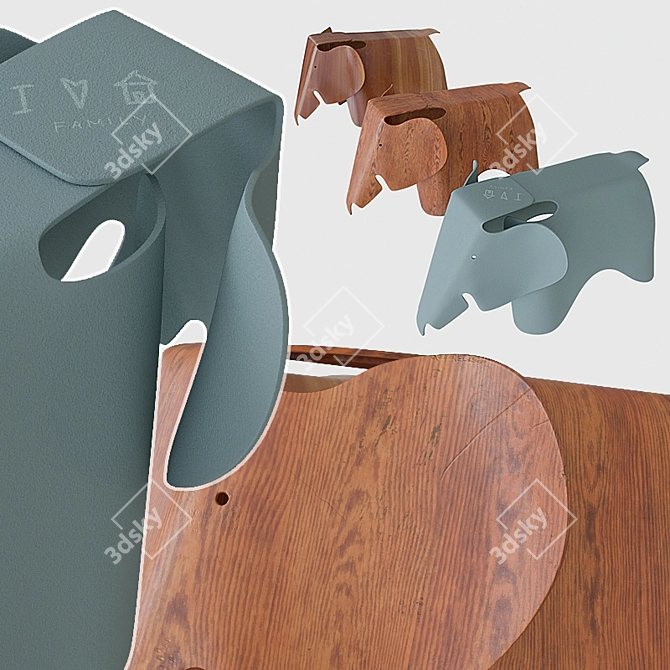 Elegant Eames Elephant: Unfolded Beauty 3D model image 2