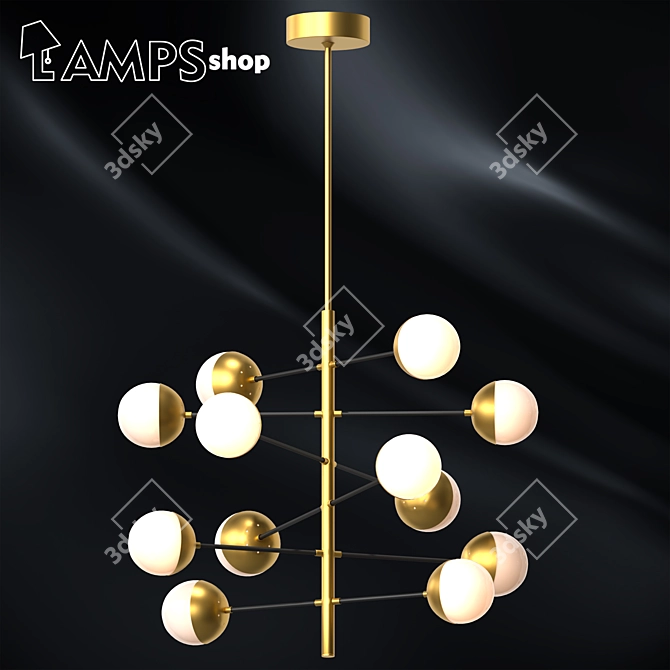 Golden Milky Tree Chandelier 3D model image 1