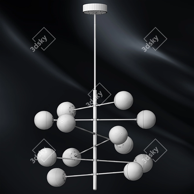 Golden Milky Tree Chandelier 3D model image 2