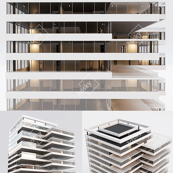 Modern Minimalist Office Building 3D model image 2