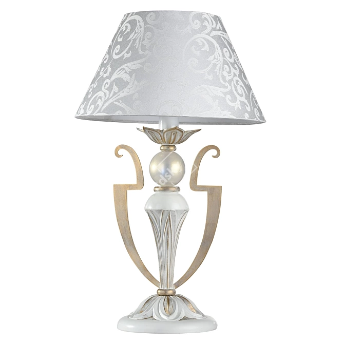 Elegant Monile Table Lamp: White with Gold 3D model image 1