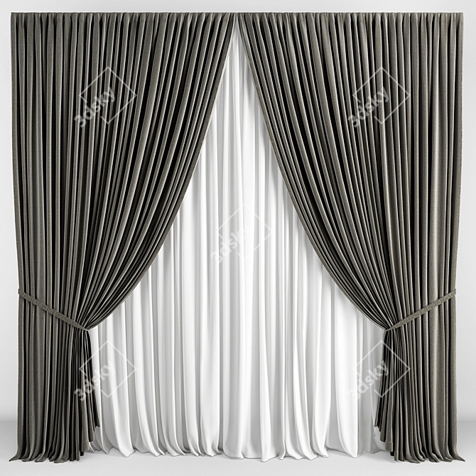 Exquisite Drapery: Detailed Luxury Curtains 3D model image 1