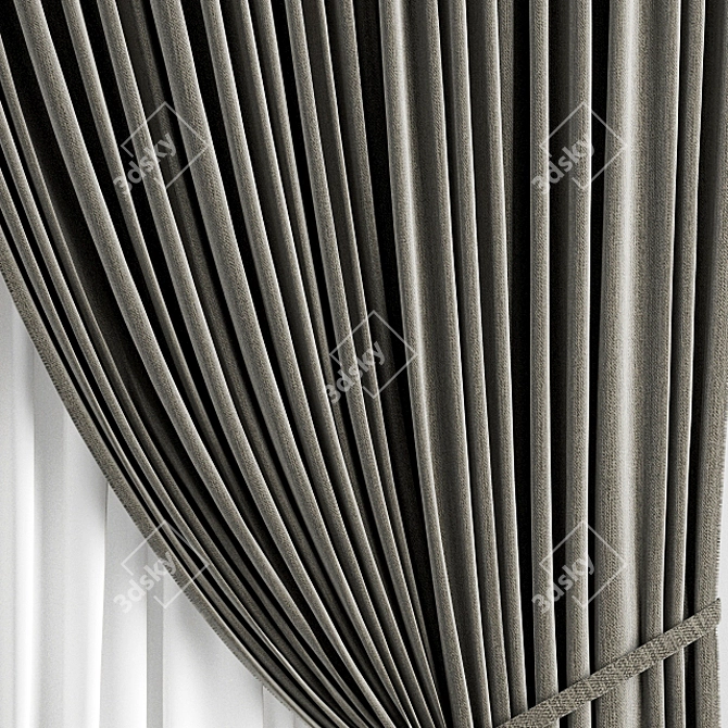 Exquisite Drapery: Detailed Luxury Curtains 3D model image 2