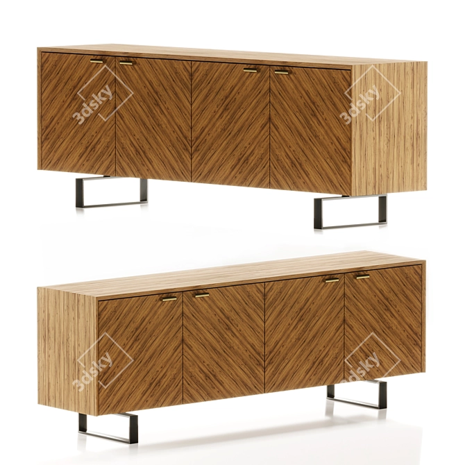 Exquisite Wood Sideboard 3D model image 1