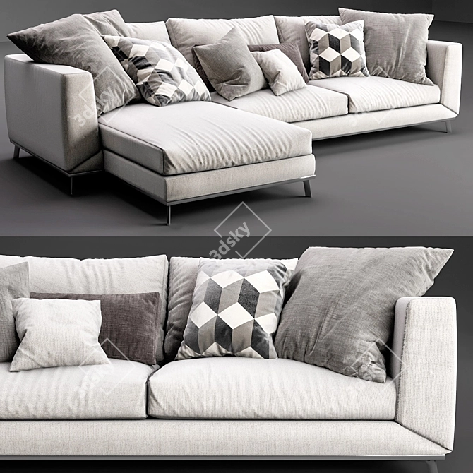 Modern Boconcept Fargo Chaise: Stylish, Comfortable 3D model image 2