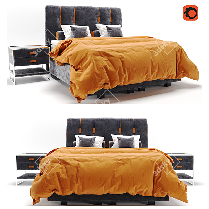 Luxury Colunex Benjamin Bed 3D model image 1