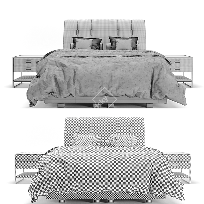 Luxury Colunex Benjamin Bed 3D model image 3