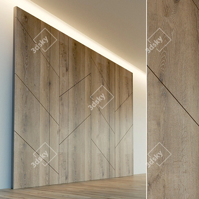 Decorative 3D Wooden Wall Panel 3D model image 1