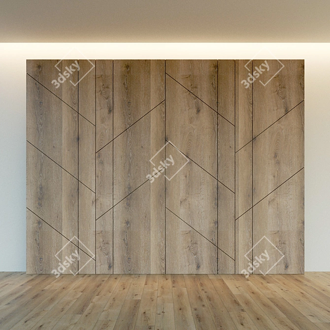 Decorative 3D Wooden Wall Panel 3D model image 3