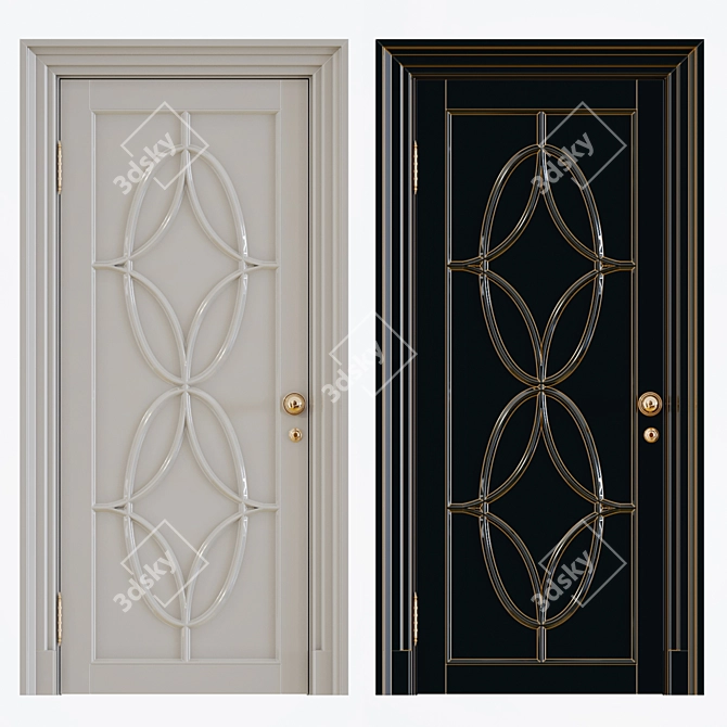 Elegant Traditional Interior Doors 3D model image 1