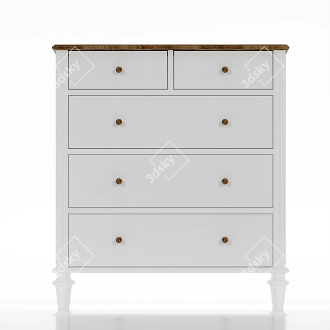 Sleek White Drawer Chest 3D model image 1