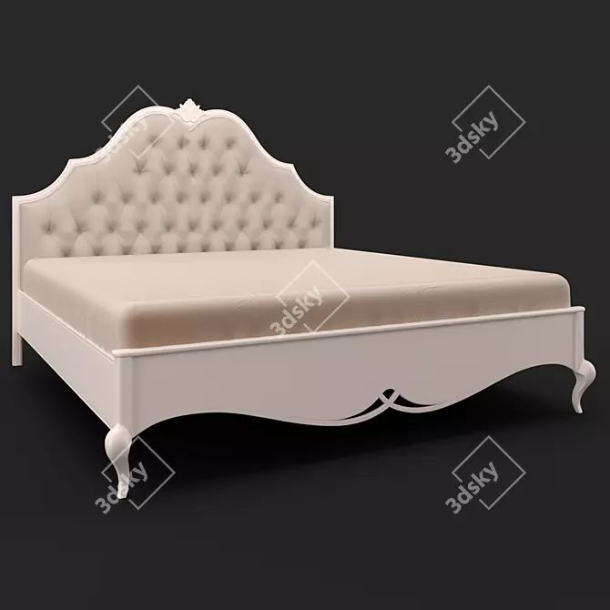 Sleek FRANCA Bed in Milky White Finish 3D model image 1