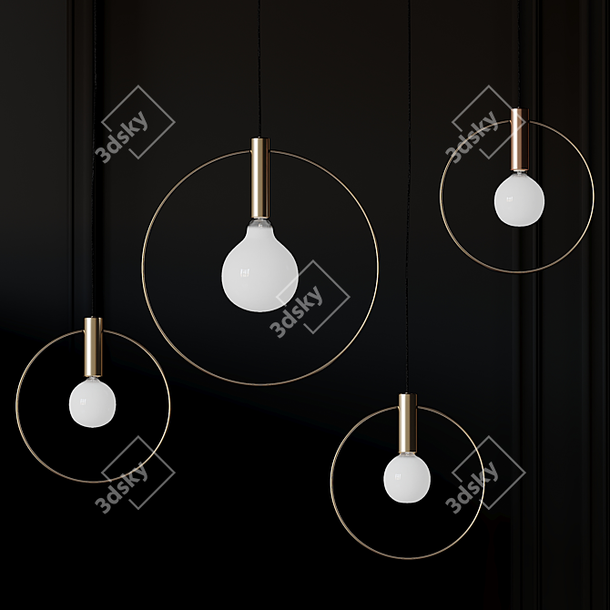 Stylish Aura Cluster Pendant Light 3D model image 2